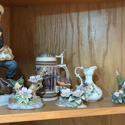 Porcelain Shelf Decor and Beer Stein 
