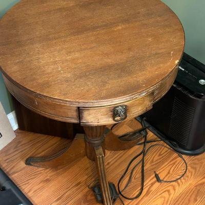 Antique Pedestal Drum Tables 