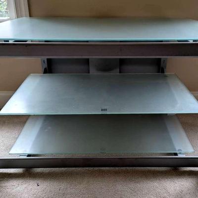 Three Tiered Metal Stand w/ Tempered Glass