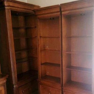 Three Matching Stanley Wood Wall Unit Bookshelfs