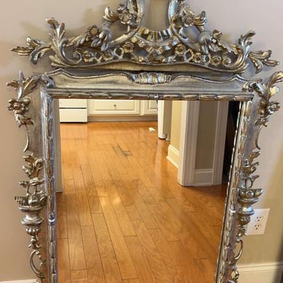 Ornate Mirror With Silver  Finish