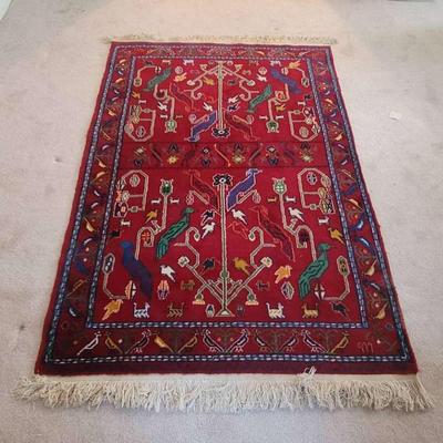 Wool Hand Spun 6' x 4' Middle Eastern Area Rug