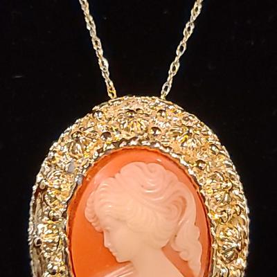14K Chain With Cameo Pendant 