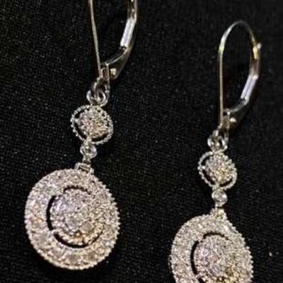 14K Diamond Drop Style Earrings