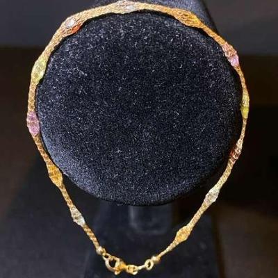 14K Mesh Station Style Multicolored Gemstone Bracelet