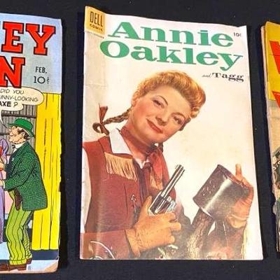 Vintage Comic Books Featuring Mickey Finn, Annie Oakley And Tagg, & Whiz Comics