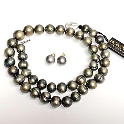 Honora Collection Tahitian Pearl Necklace & 14K Earrings Set