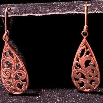 14K Rose Gold Teardrop Earrings