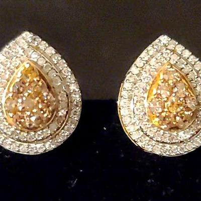 10K Tear Drop Chocolate Diamond Earrings 