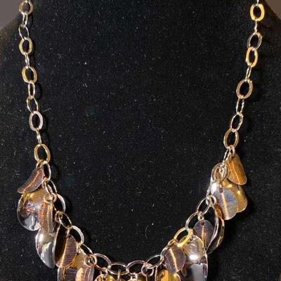 Sterling Silver Dangling Layered Necklace Made In Italy 