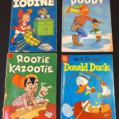 Vintage Comic Books Featuring Little Iodine, Howdy Doody, Rootie Kazootie, & Donald Duck 