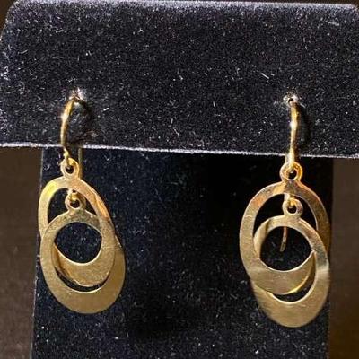 18K Intertwined Oval Dangle Earrings