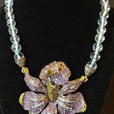 Heidi Daus Exotic Orchid Necklace with Swarovski Crystals