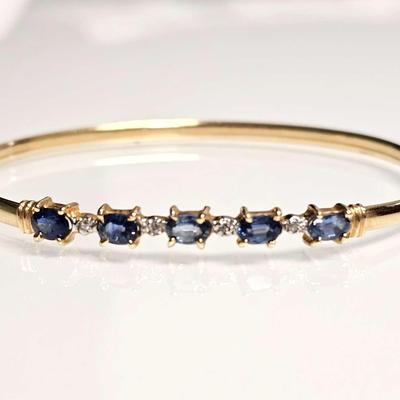 Authentic Blue Diamond Bracelet In 14K Gold