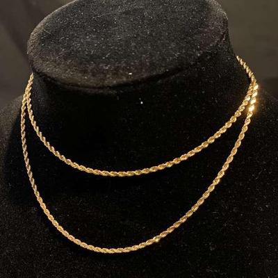 14K Yellow Gold Rope Chain Necklace