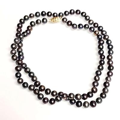 14K Small Round Tahitian Pearl Necklace 