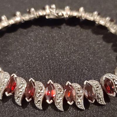 .925 Marcasite Gemstone Bracelet 