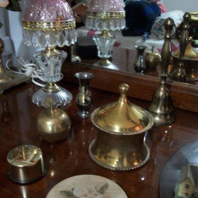 Collection of Brass Vanity and Michelotti Lamp