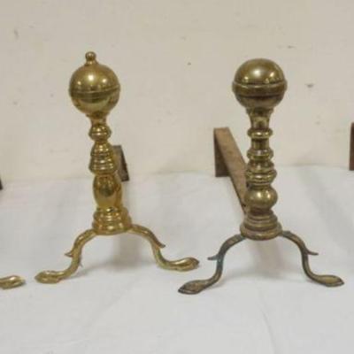 1148	2 PAIRS ANTIQUE BRASS ANDIRONS, EACH APPROXIMATELY 10 IN X 17 IN X 14 IN H
