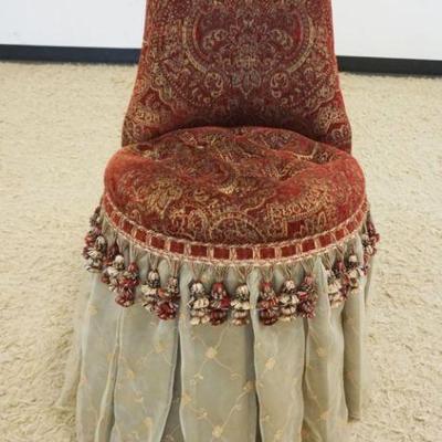1175	UPHOLSTERED BOUDIOR CHAIR WITH TUFTED SEAT, APPROXIMATELY 17 IN X 18 IN X 34 IN H
