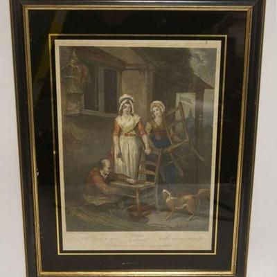 1028	FRAMED ENGRAVING *OLD CHAIRS TO MEND* CRIES OF LONDON, ENGRAVED BY VENDRAMINI, APPROXIMATELY 17 IN X 22 IN OVERALL
