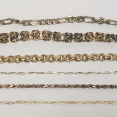 1116	6 STERLING SILVER BRACELETS, 2.36 TOZ
