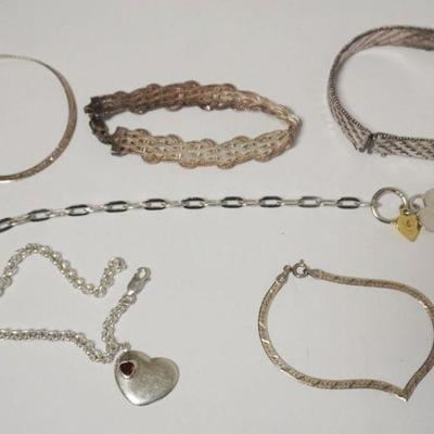 1111	6 STERLING SILVER BRACELETS, 2.2 TOZ
