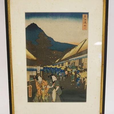 1023	FRAMED ASIAN WOODBLOCK, APPROXIMATELY 12 IN X 16 IN OVERALL
