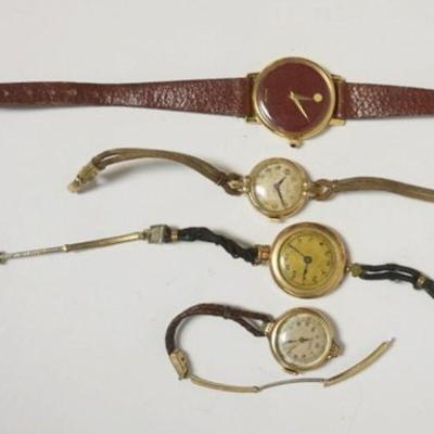 1127	4 LADIES WATCHES, AMERICAN STANDARD, HELBROS, HAMILTON AND SWISS MADE AS FOUND
