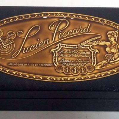 1133	14K VINTAGE LUCIEN PICCARD WATCH IN ORIGINAL BOX, LID DETACHED AT HINGES
