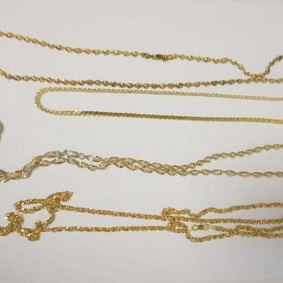 1112	4 STERLING SILVER GOLD TONE NECKLACES, 2.0 TOZ

