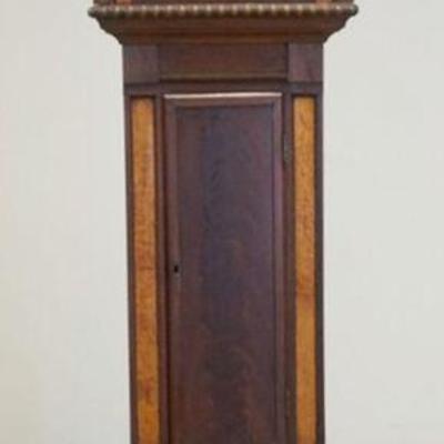 1164	D. KELLEY PHILADELPHIA ANTIQUE TALL CASE CLOCK, MAHOGANY AND BIRDSEYE MAPLE CASE, APPROXIMATELY 11 IN X 20 IN X 88 IN H
