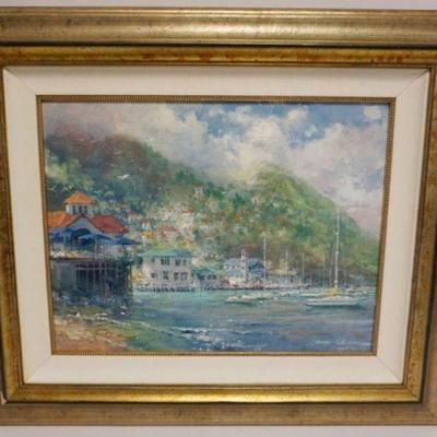 Sale Photo Thumbnail #47: 1047	FRAMED ARTWORK GICLEE, SAIL BOATS IN HARBOR, APPROXIMATELY 22 IN X 26 IN OVERALL, #85/195
