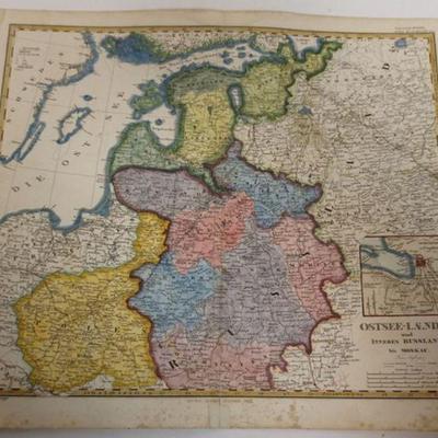 1032	ANTIQUE MAP DATED 1861 *OSTEE -  LAENDER*, APPROXIMATELY 17 1/2 IN X 14 1/2 IN
