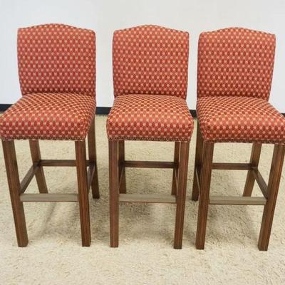 1205	3 ALL UPHOLSTERED BAR STOOLS WITH METAL LINED RAIL FRONT, EACH APPROXIMATELY 16 IN X 18 IN X 46 IN H
