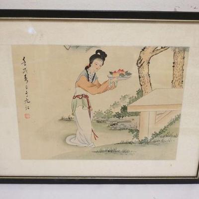 1020	FRAMED ASIAN PAINTING, APPROXIMATELY 13 IN X 17 IN OVERALL
