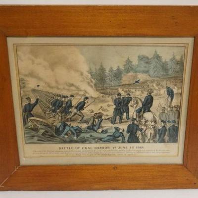 1033	CIVIL WAR ENGRAVING OF THE *BATTLE OF COAL HARBOR* JUNE 1864 BY CURRIER & IVES
