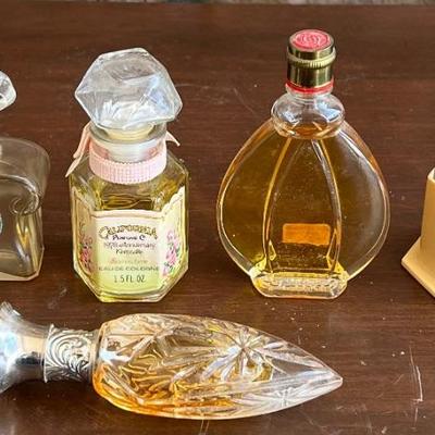 (5) Vintage Glass Colonge And Perfume Bottles - California Perfume Co., Tosca, Ralph Lauren 1989, Unmarked