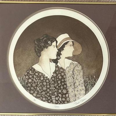 Robert Clibbon Signed Limited Edition Print " Sisters " 5 Of 100 In Glass Front Frame