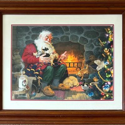 Tom Newson Framed Santa Print With Glass Front