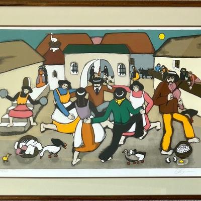 Elke Sommer Signed Limited Edition Print " Village Fair" 104 Of 325 In Glass Front Frame