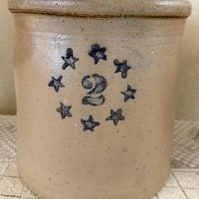 Antique Stoneware 8 Star 2 Gallon Crock