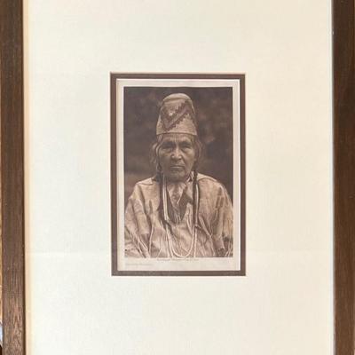 Vintage Cayuse Matron Photograph Print Reproduction In Small Glass Front Frame