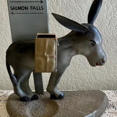 Vintage Tin Folk Art Bancroft Mfg. Co. - Tolido, Ohio Donkey Cigarette Dispenser With Match Holder