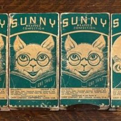 (8) Vintage Sunny Wrapped Confection Candy Bar Labels On Wood Blocks