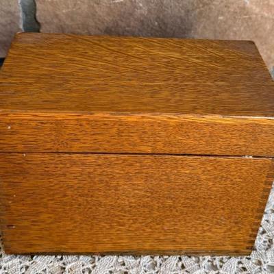 Antique Tiger Oak Dove Tailed Card File Cabinet