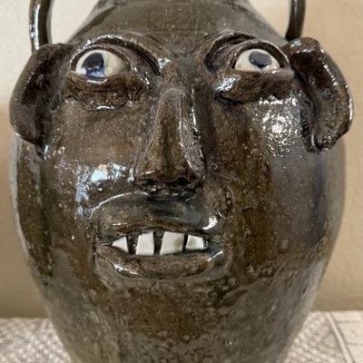 10" X 16" B. B. Craig Folk Art Pottery Face Jug