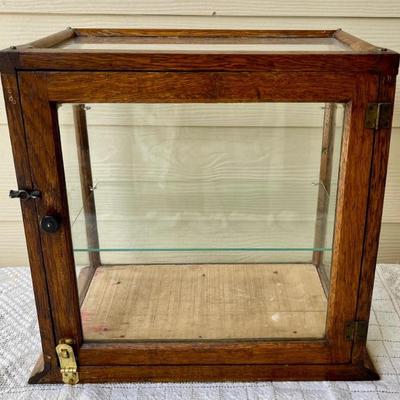 Antique Oak Display Cabinet (as Is)
