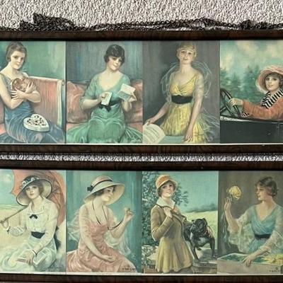 (2) F. Earl Christy Framed Prints With Metal Hanging Chains And Glass Fronts