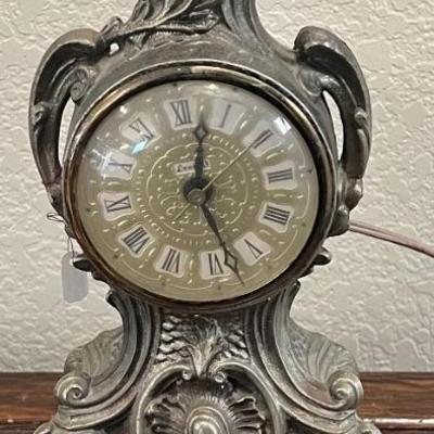 Vintage Louis XV Plug In Brass Tone Mantle Clock